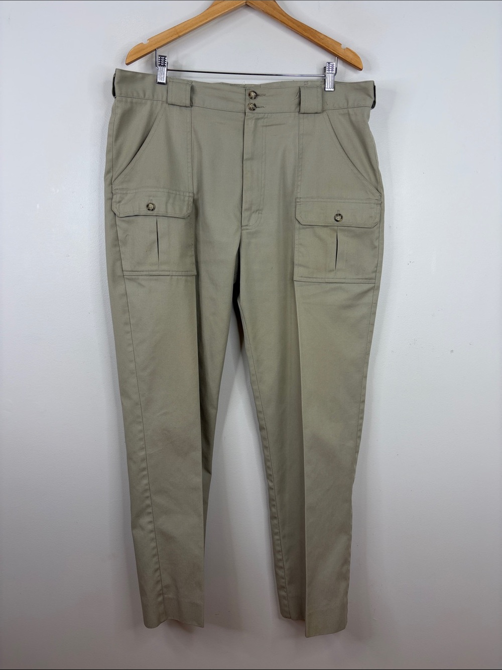 Vintage Tilley Pants Mens 38 x 32 Beige Cargo Straight Leg Made in Canada